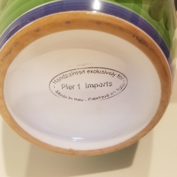 Pier 1 Import Fruit handpainted jar pitcher ITALY RARE - Picture 4 of 7